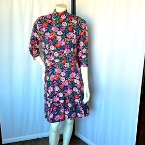 Isaac Mizrahi Live! Flower Printed Mock-Neck Dress
